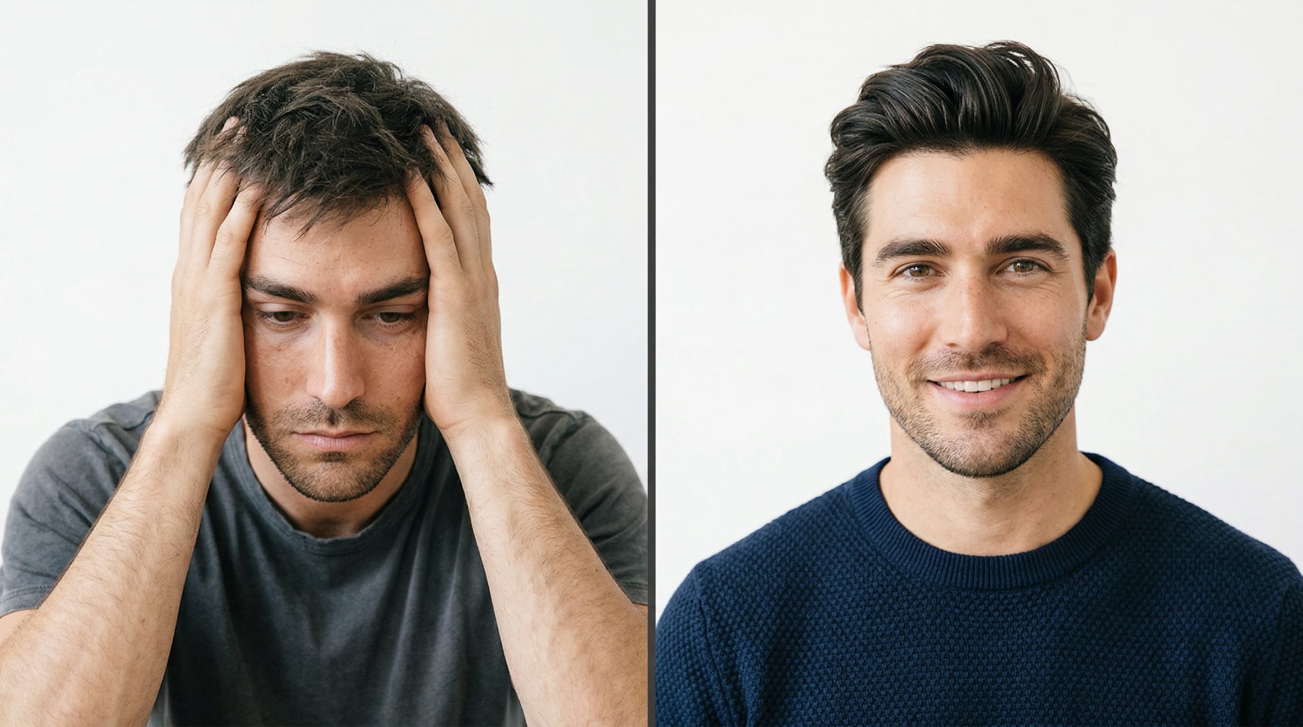 Man checking hair health in mirror — hair as a window into overall body health and nutrition