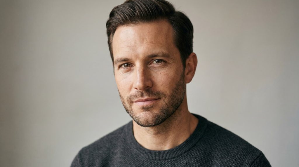 Confident man with full hairline after successful hair transplant longevity results