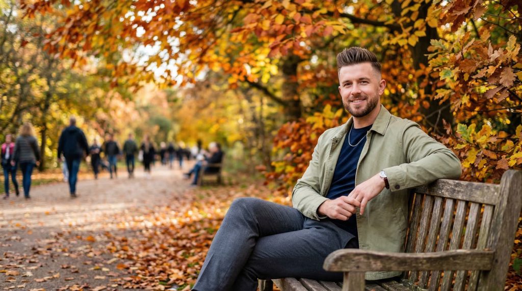 confident man with textured quiff and fade haircut — top men's hairstyles for active lifestyle