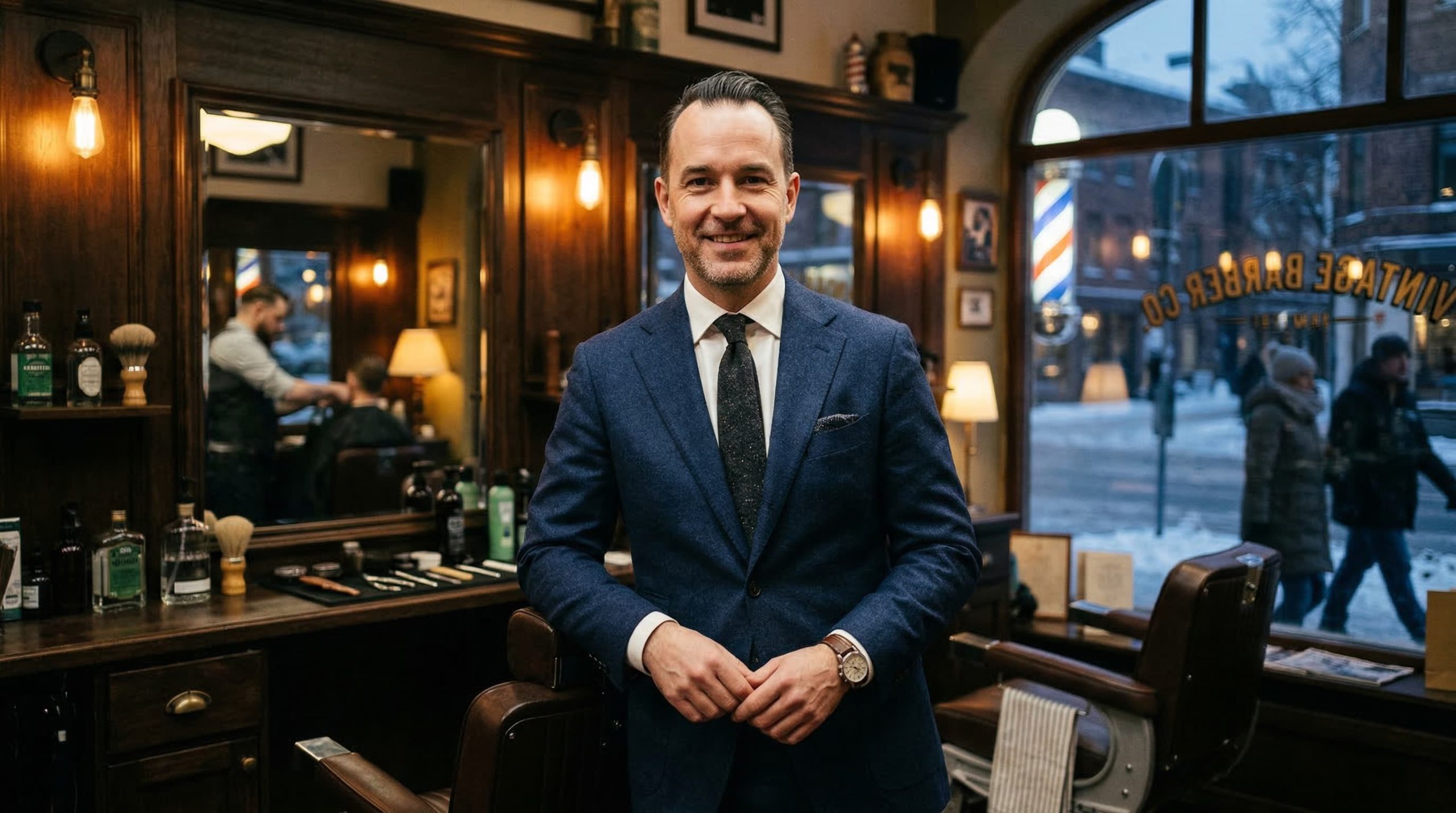 confident man with short thinning hair styled to look fuller, representing self-acceptance and grooming confidence