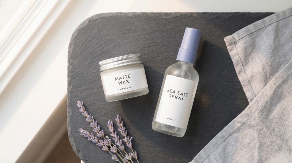 Hair wax and sea salt spray combo for strong hold with natural matte finish